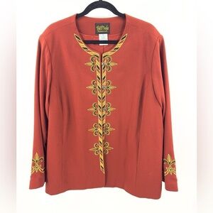 Bob Mackie Jacket Womens 2X Embroidered Wearable Art Lined Career Old Money